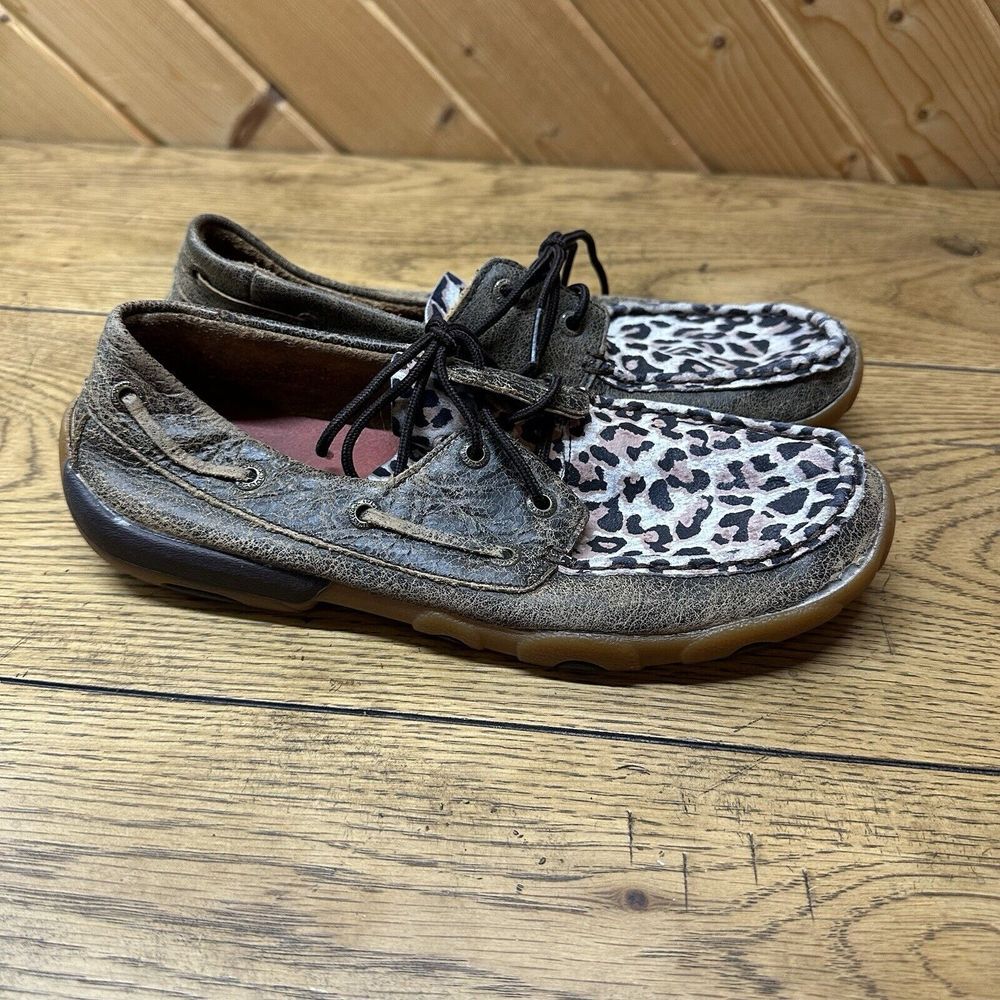 Twisted X Gray and Leopard Print Moccasins - Picture 2 of 6